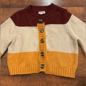 For Love & Lemons Hailey Cardigan Women’s XS Color Block Yellow Maroon Pink